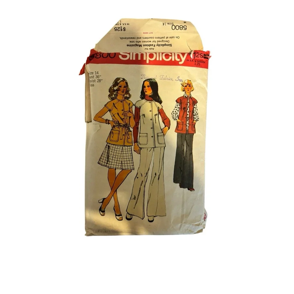Vintage Simplicity Sewing Pattern Lot of 8 Dresses Pants Suit Vest 1970s Cut